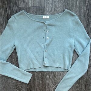 Brandy Melville Light Blue Button-Up Sweater